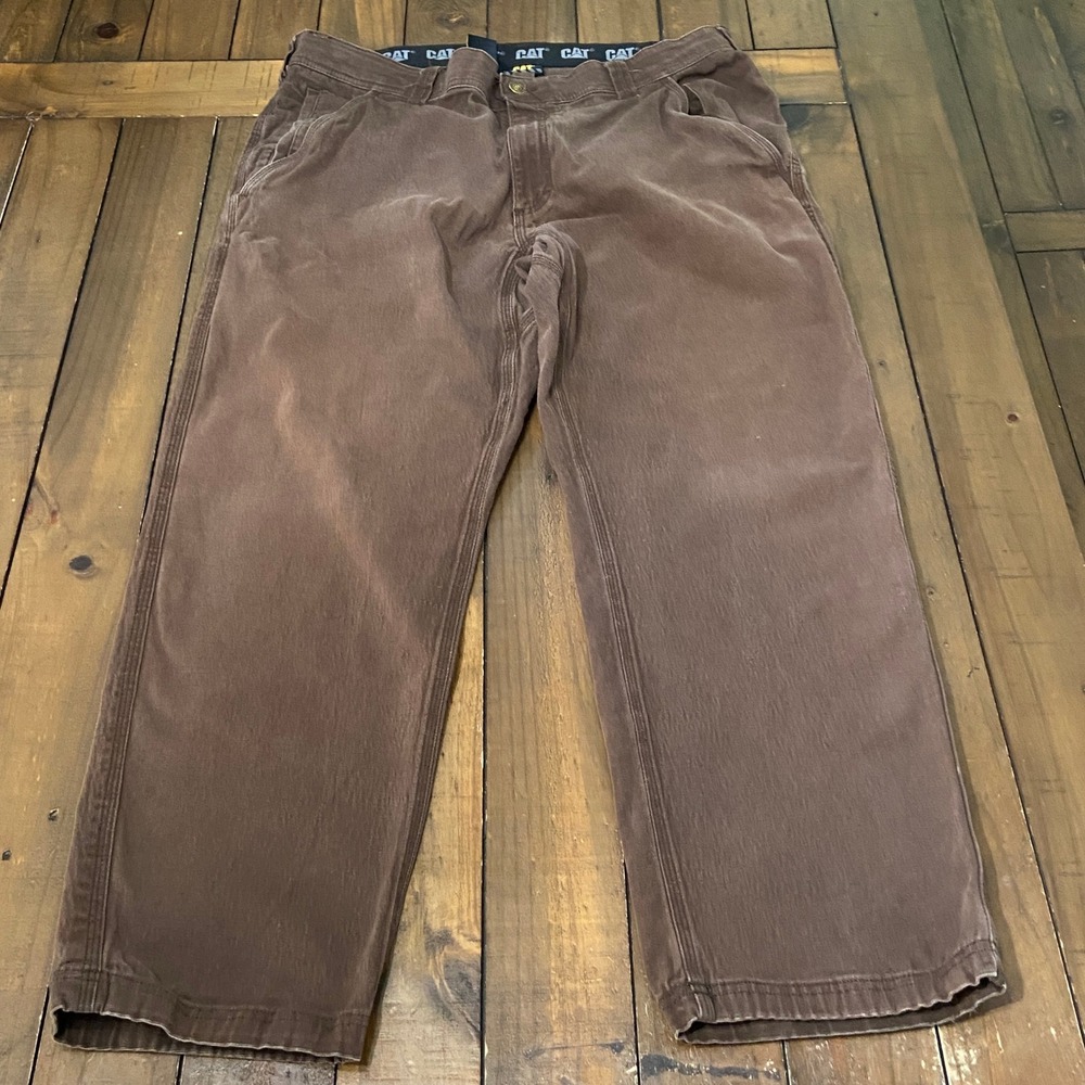 CAT Caterpillar Mens Brown Work Pants 38x29 Straight Leg Stretch Utility pants
